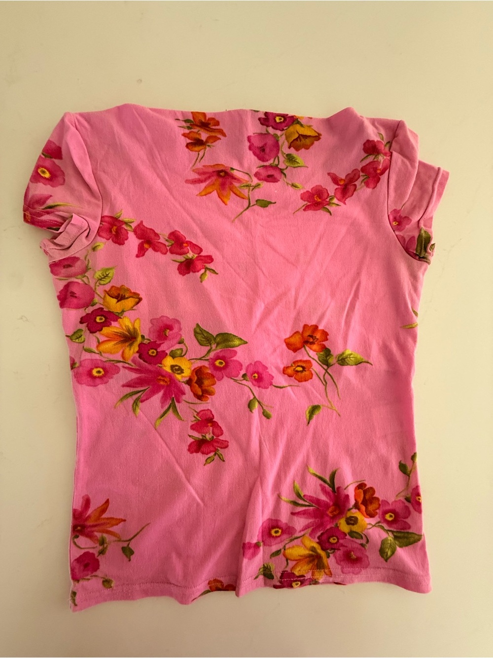 Vintage Sinequanone Pink Floral Short Sleeve Women’s Top